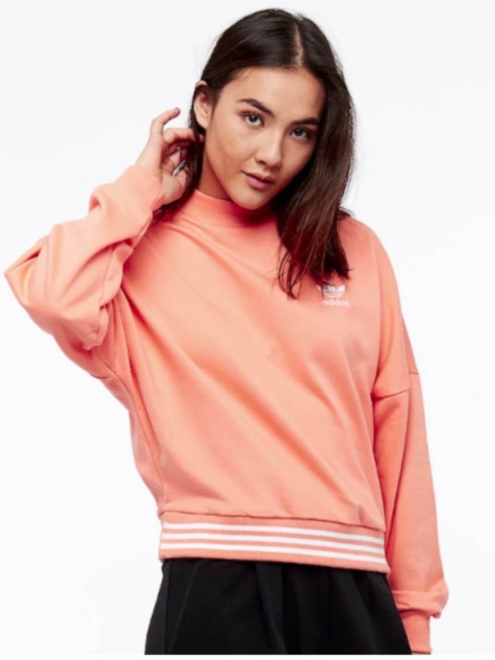 Adidas X Pharrell Williams orange high neck cropped sweatshirt size medium